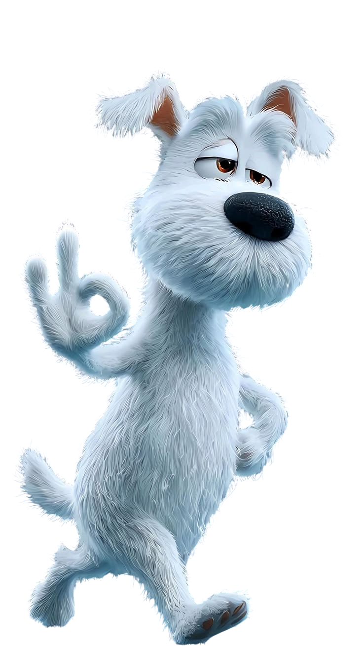 Friendly dog mascot pointing